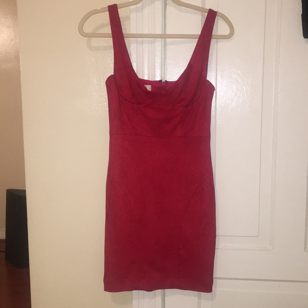 Red suede mini dress